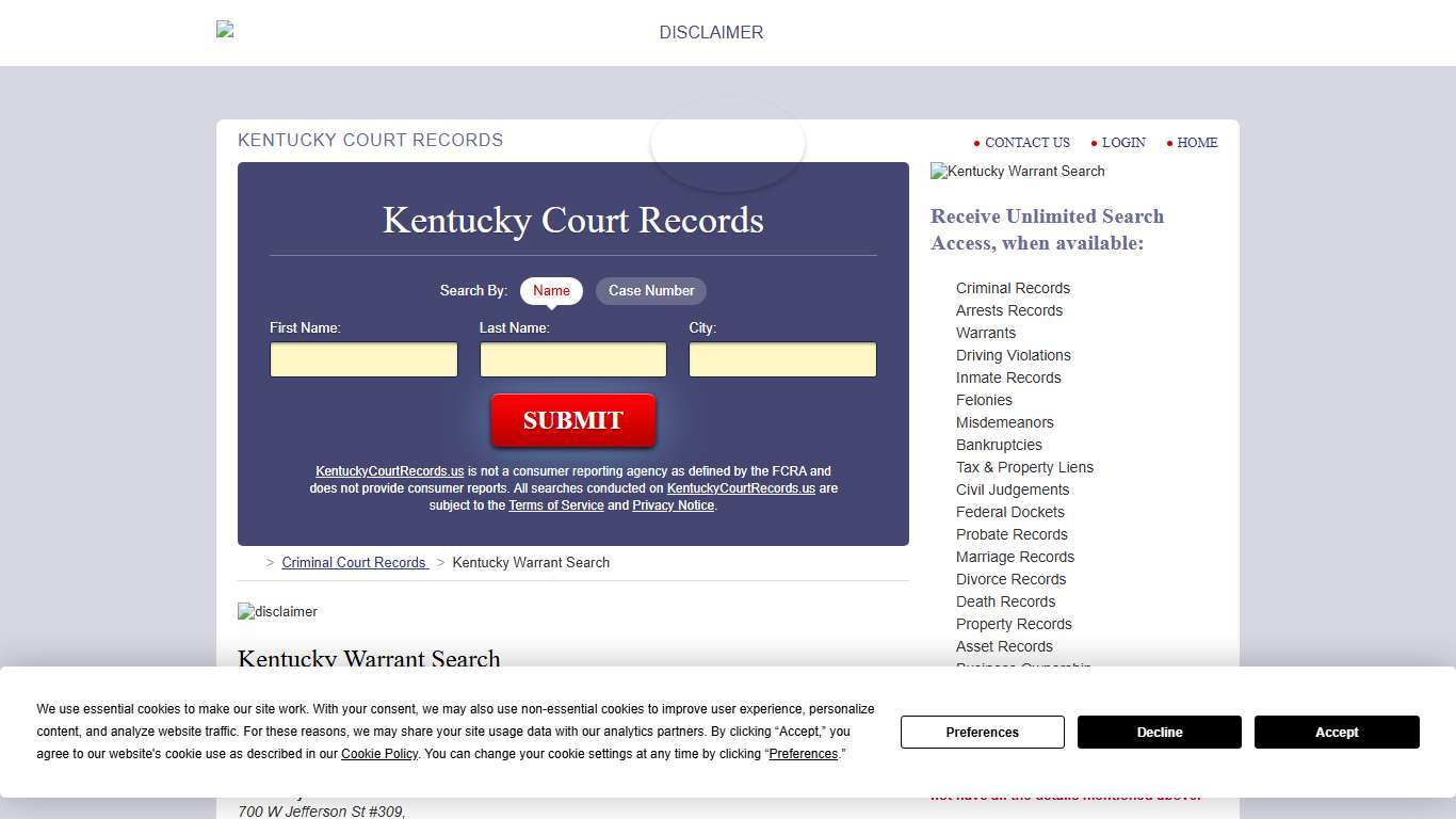 Kentucky Warrant Search | KentuckyCourtRecords.us